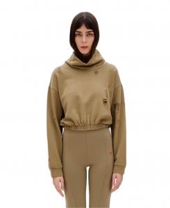 Женская хлопковая рваная толстовка с высоким воротником PCFG, Covert green