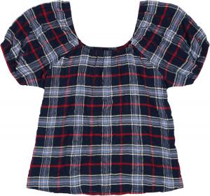 Блузка Tommy Hilfiger Girls из сирсакера в клетку с рукавами-буфами, Navy Blazer