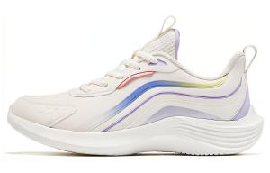 QIAODAN Амортизирующие противоскользящие и износостойкие низкие кроссовки для женщин бело-сине-фиолетовые