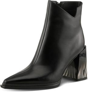 Женские ботильоны Azura WANDERER - кожа с глянцевым анималистичным принтом, массивный каблук и застежка-молния, Black