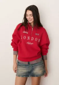 Толстовка на молнии с вышивкой Stradivarius, Red