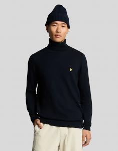 Водолазка Lyle & Scott из хлопковой мериносовой шерсти темно-синего цвета