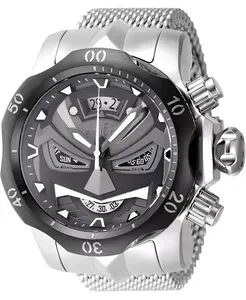 Мужские кварцевые многофункциональные часы Venom 48169, черный цвет, циферблат из оружейной стали Invicta, silver