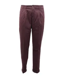 Бордовые фактурные хлопковые брюки Eleventy, фиолетовый
