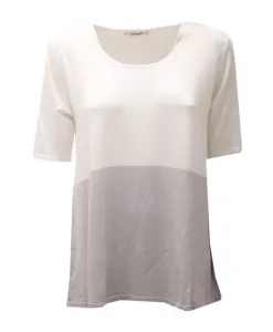 Топ из вискозы кремового/серебристого цвета, изготовлен в Италии. Kangra, белый
