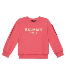 Толстовка из хлопка с логотипом Balmain, красный