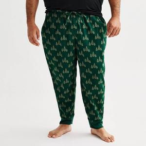 Big & Tall Sonoma Goods For Life Пижамные штаны с фланелевыми полосками внизу, цвет Green Pine Print