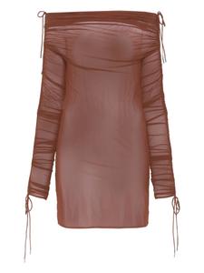 Мини-платье с открытыми плечами Atlein, коричневый