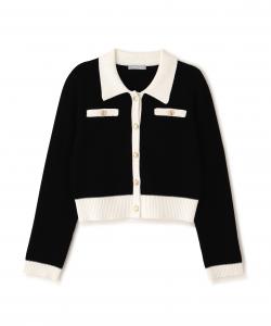 Двухцветный кардиган с воротником Jill By Jill Stuart, цвет Black 1