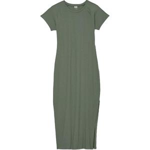 Контурное ребристое миди-платье розового цвета / Лесная сосна Короткий рукав Женское Лесная сосна Victoria's Secret, Лесная сосна/Лесная сосна