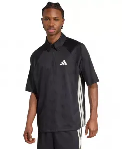 Мужская поло с коротким рукавом Stadium 3-Stripes Jacquard Adidas, черный