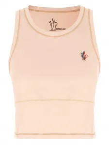 Топ с нашивкой-логотипом Moncler Grenoble, розовый