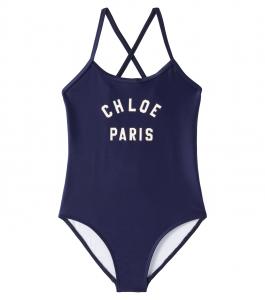 Купальник с принтом логотипа Chloé Kids, темно-синий