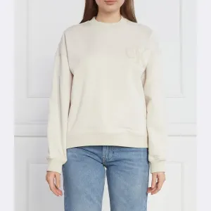 Толстовка обычного кроя из шенилла с круглым вырезом Calvin Klein, бежевый