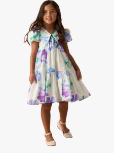 Детское платье с цветочным принтом и ярусным воротником Angel & Rocket