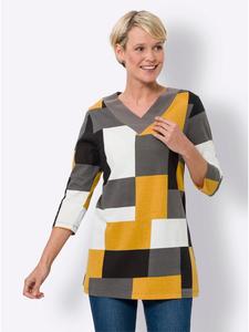 Рубашка с длинными рукавами с принтом черного и охристого цветов Sieh an!