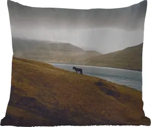 Подушка для улицы Лошадь, Гора, Пейзаж, 60 x 60 см, водонепроницаемая, подушка для отдыха, декоративная подушка, подушка для сна MuchoWow