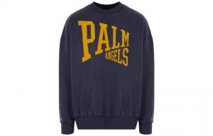 Свитшот из хлопка с принтом логотипа колледжа Palm Angels, синий