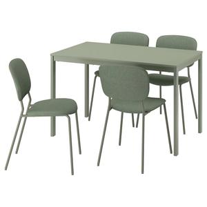 Стол и 4 стула VIHALS/VIHALS IKEA, 120/180x74 см, цвет green/green tibbleby grey-green
