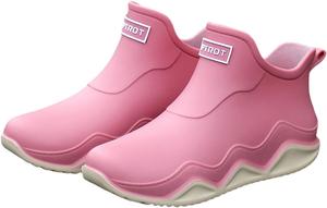 Мужские и женские модные резиновые сапоги, противоскользящие водонепроницаемые ботинки до щиколотки, резиновые ботинки челси на каждый день, обувь для прогулок, для сада, рыбалки и путешествий Lghlmcl, розовый