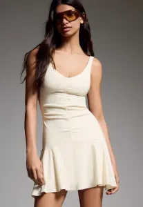 Повседневное мини-платье со сборками Bershka, Beige