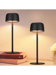 Комплект из 2 светодиодных настольных ламп черного цвета, портативные, беспроводные, ночник, с сенсорной регулировкой яркости