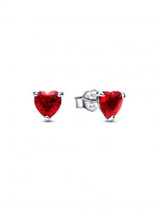 Серьги Pandora Red Heart Stud Earrings, стерлинговое серебро