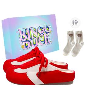 Женские сандалии с закрытым носком, устойчивые к истиранию BINGO DUCK, Red+Exclusive Shoe Box+Gift Socks