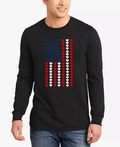 Флаг сердца — мужская футболка с длинным рукавом Word Art LA Pop Art, черный