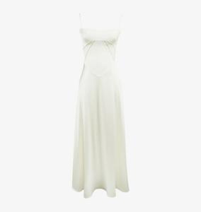 Длинное атласное платье Anabella с круглым вырезом House Of Cb, белый