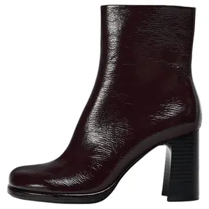 ZARA Ботильоны на каблуке 8 см женские темно-красного цвета