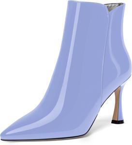 Женские ботильоны SKYSTERRY с заостренным носком, молнией, офисные, лакированные, повседневные, на высоком каблуке 3,3 дюйма, Lavender