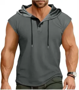 Мужской спортивный майка-худи без рукавов мягкая дышащая