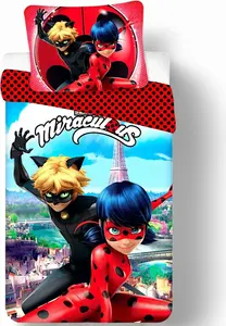Комплект постельного белья Miraculous Children's - Божья коровка и Кот Нуар, двусторонний, 2 предмета, 135-140x200 см Jerry Fabrics
