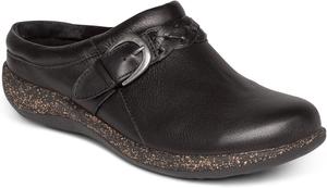 Женские ортопедические кожаные сабо Aetrex Libby с регулируемой пряжкой и легкой стелькой из пробки, черный