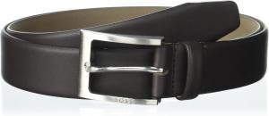 Кожаный ремень BOSS с тисненым логотипом и пряжкой, Dark Chocolate