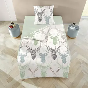 Комплект постельного белья Dream Sleep из фланели Олень со стаканами 155x200 см + 80x80 см Traumschlaf