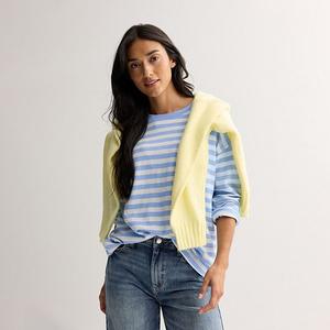 Женская полосатая футболка с длинным рукавом Sonoma Goods For Life, Pastel Blue Stripe