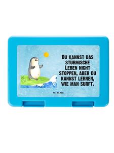 Mr. & Mrs. Panda Коробка для хранения Penguin Surfer с надписью, выполненная в нежно-голубом цвете