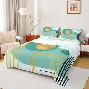 Erosebridal Бохо комплект постельного белья в стиле середины века бирюзовый нейтральный геометрический абстрактный минимализм, Turquoise Blue