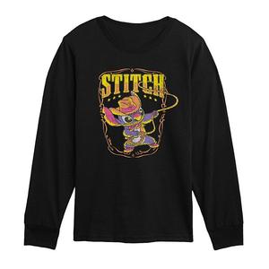 Футболка с длинным рукавом Lilo & Stitch Western Stitch для мальчиков 8-20 Disney, Black