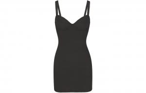 Хлопковое риб пико мини-платье-комбинация SKIMS SOOT/Smoke Gray