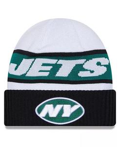 Мужская белая, черная вязаная шапка New York Jets 2023 Sideline Tech с манжетами New Era