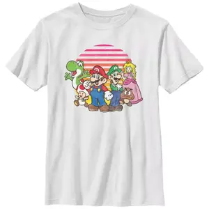Футболка с принтом группы Super Mario Bros Sunset для мальчиков 8-20 лет Licensed Character, белый