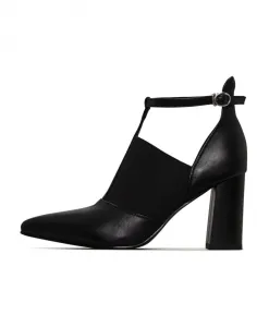 Туфли на высоком Т-образном каблуке с черным лаком. Cesare Gaspari, черный