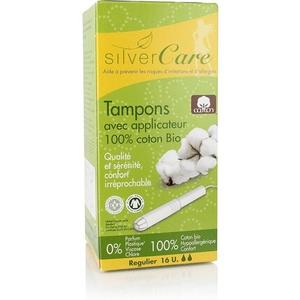 Женские гигиенические тампоны Silvercare из 100% чистого органического хлопка, нормальные, с аппликатором — 16 шт. в упаковке