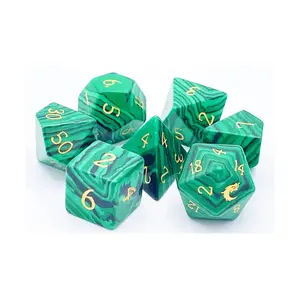Набор Poly Set — Малахит с золотом (7), Gemstone Dice (Old School Dice & Accessories)