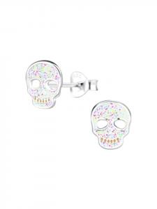 Alexander York Серьги-гвоздики в виде черепов, белые, из серебра 925 пробы, комплект из 2 штук