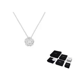 CHANEL CAMELIA 18K White Gold, Diamond Necklaces Women's