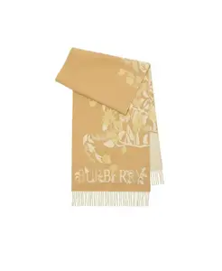 Широкий кашемировый шарф с цветочным узором ekd Burberry, коричневый